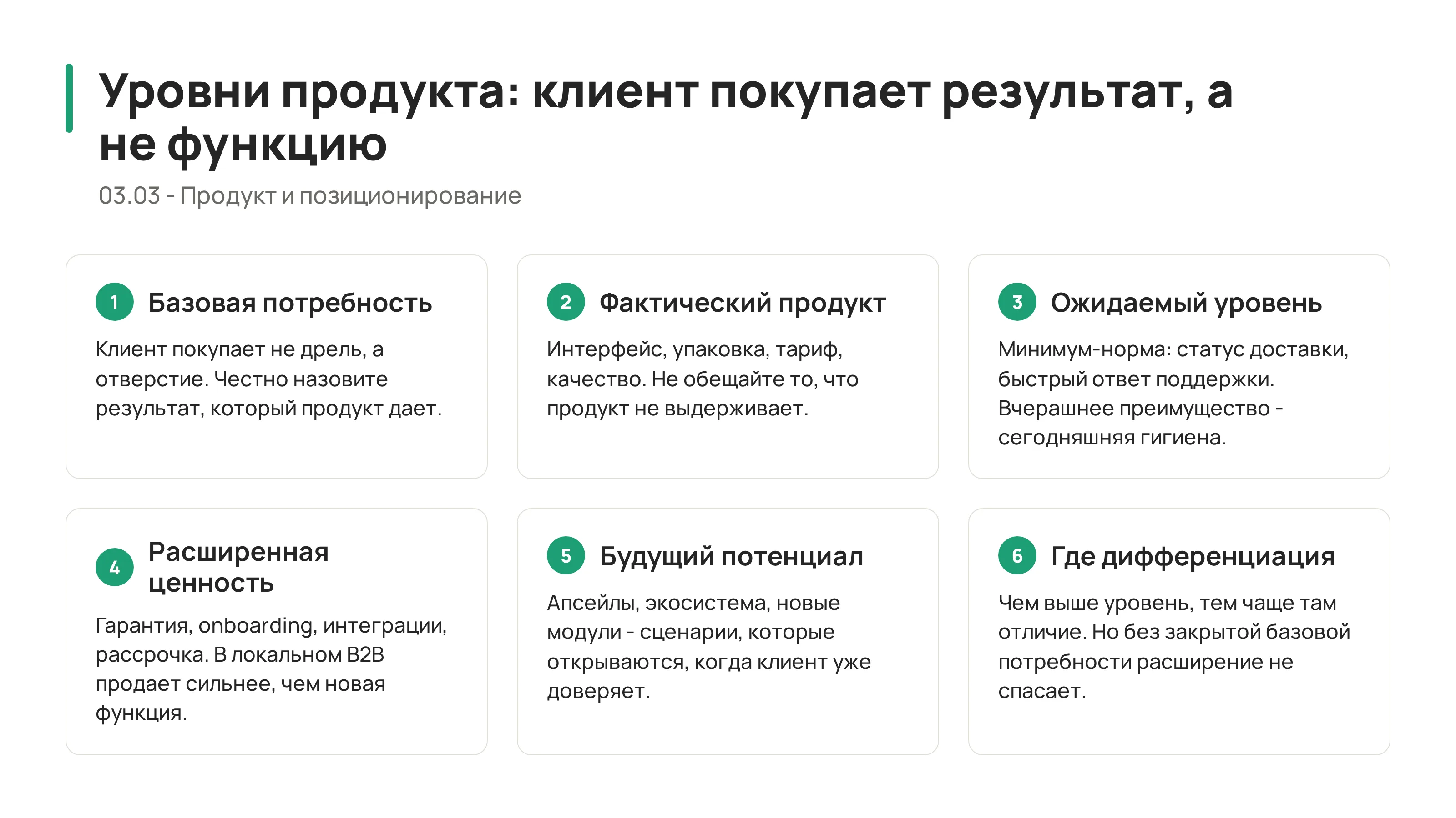 Уровни продукта: как клиент покупает не функцию, а результат