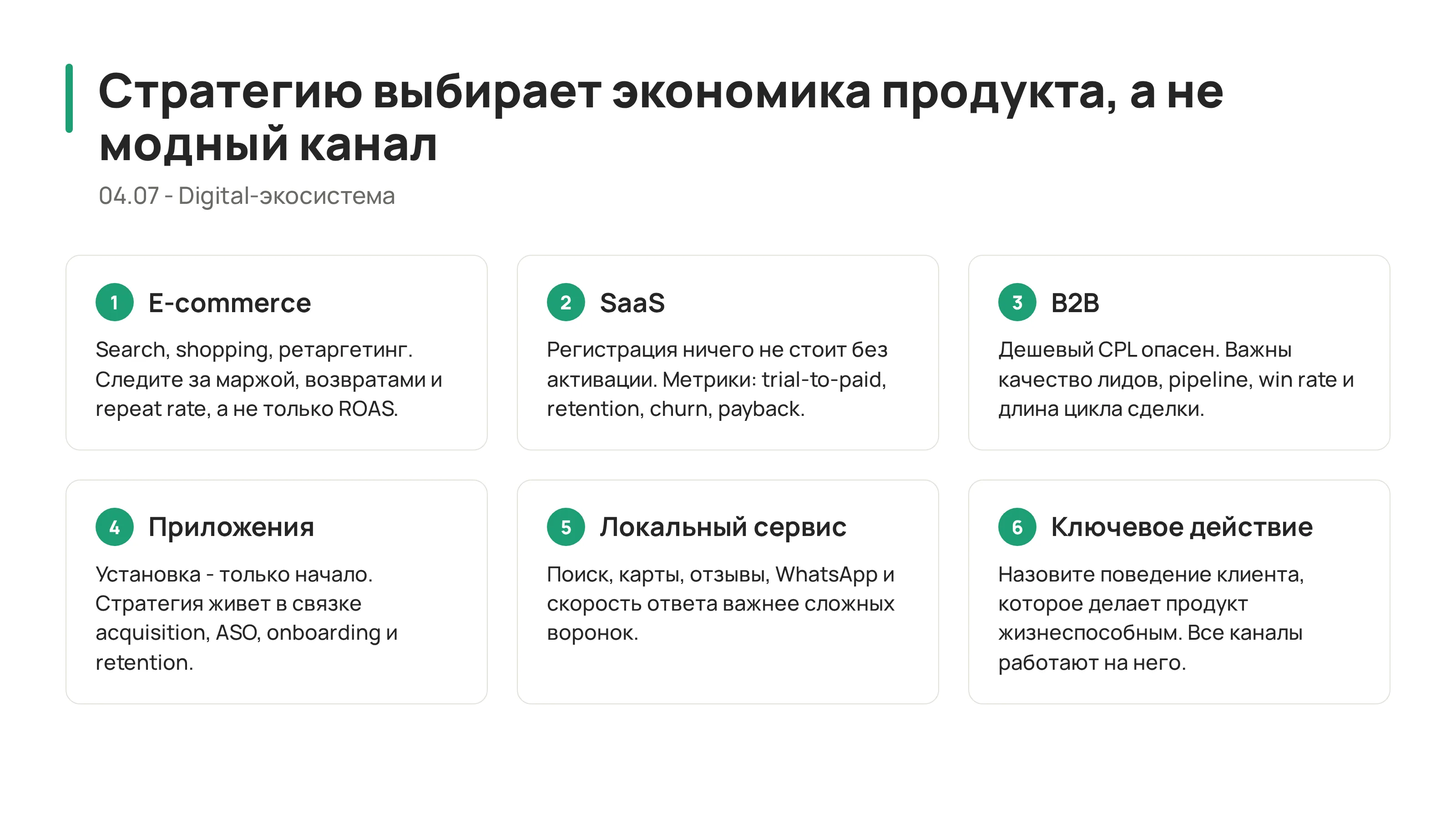 Выбор стратегии под тип продукта