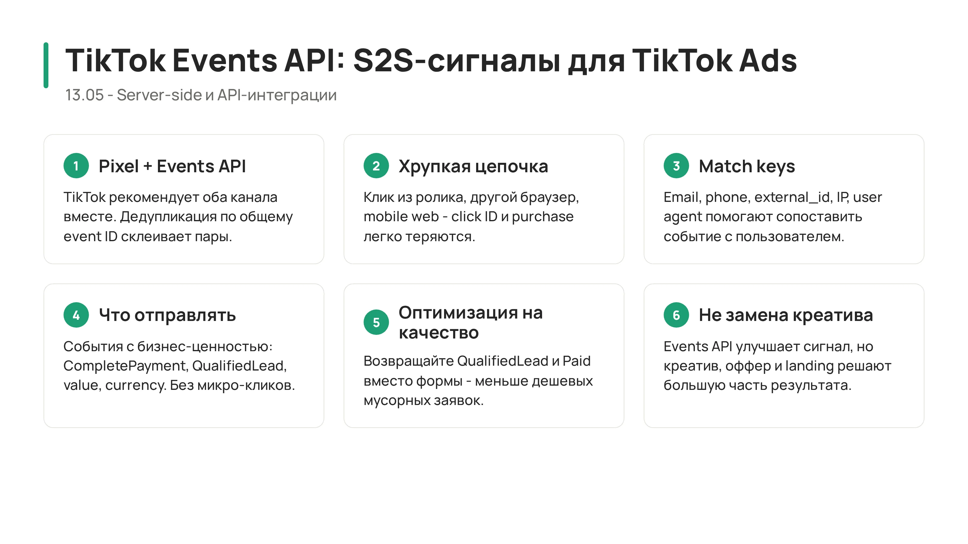 13.05 - TikTok Events API: S2S-сигналы для TikTok Ads