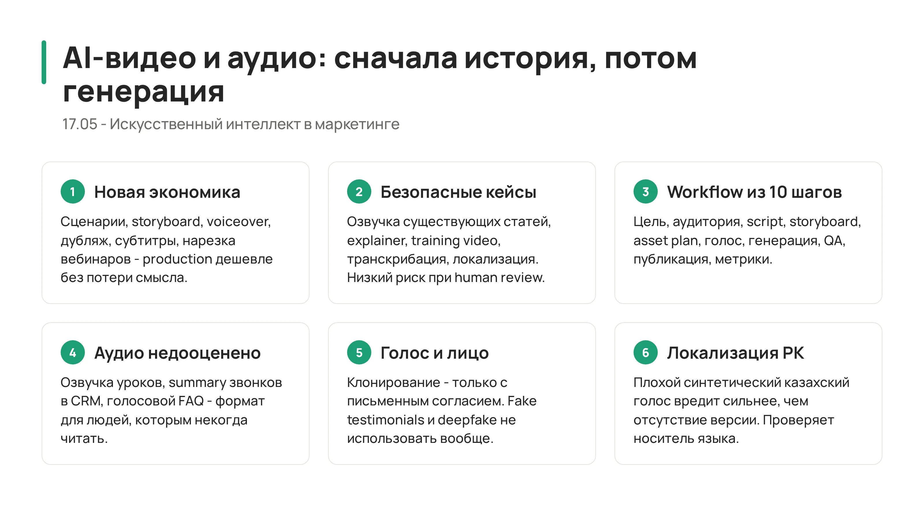 AI-видеостудия маркетинга: сценарий, storyboard, генерация, озвучка, дубляж, монтаж, QA и публикация